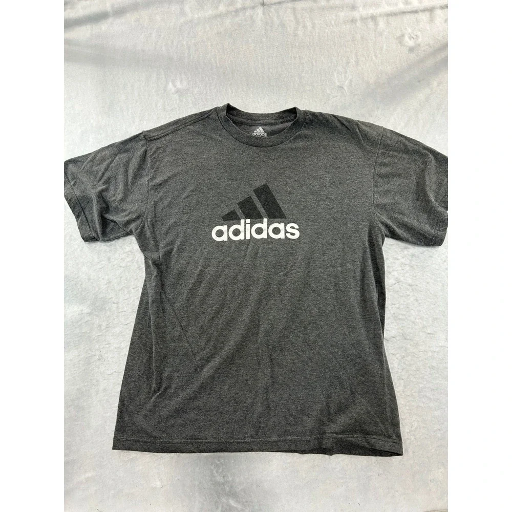 Adidas Mens Graphic T-Shirt Large Gray Heather Short Sleeve Mountain Logo Tee